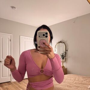 Zara Pink Ring Detail Crop Top